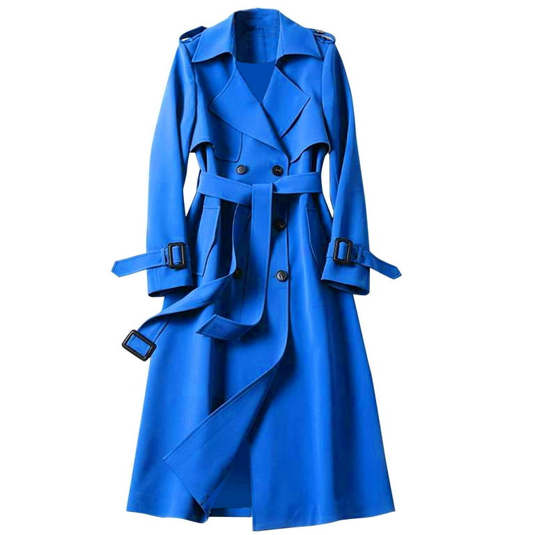 BOOMILK Long Trench Coats for Women Plus Size Trendy Belted Jacket