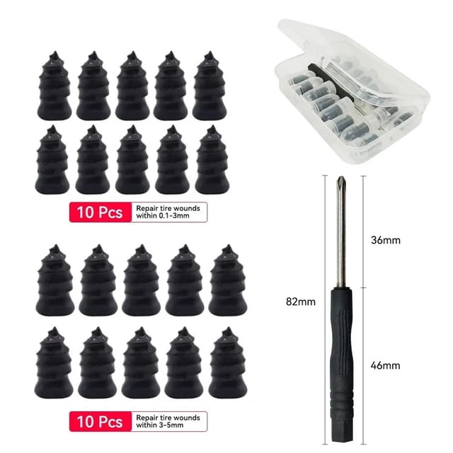 Lefu 21 Pcs Clous de Réparation de Pneu de Voiture en Caoutchouc Vis Outil Rapide Ensemble en Boîte