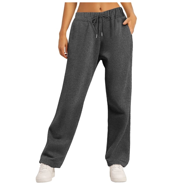 2025 Women High Waisted Wide Sweat Pants Women Casual Plus Size Leg Pants Casual Drawstring Casual Rompers for Women Long Pant Elastic Trousers Comfy Straight Leg Long Pants with Pockets
