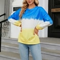 thumbnail image 7 of gbyLJF Women's Oversized Crew Neck Tie Dye Sweatshirts with No Hood Plus Size Casual Color Block Pullover Tops Blue S, 7 of 7