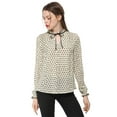 thumbnail image 3 of INSPIRE CHIC Women's Tie Ruffled Neck Blouse Long Sleeves Tops, 3 of 6
