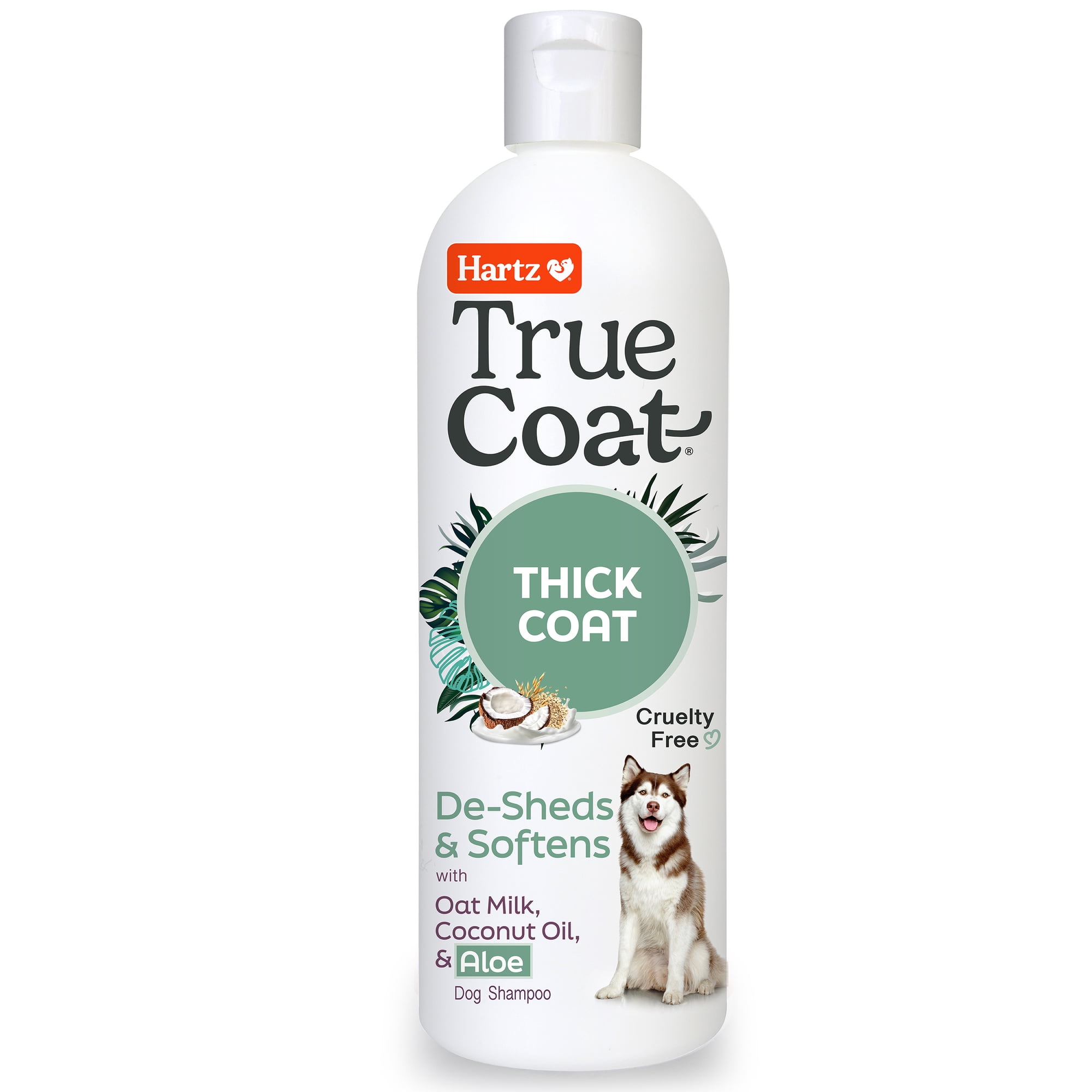 Hartz True Coat Thick Coat Dog Shampoo, 5 in 1 De‑Sheds & Softens with Oat Milk, Coconut Oil & Aloe, 16 oz
