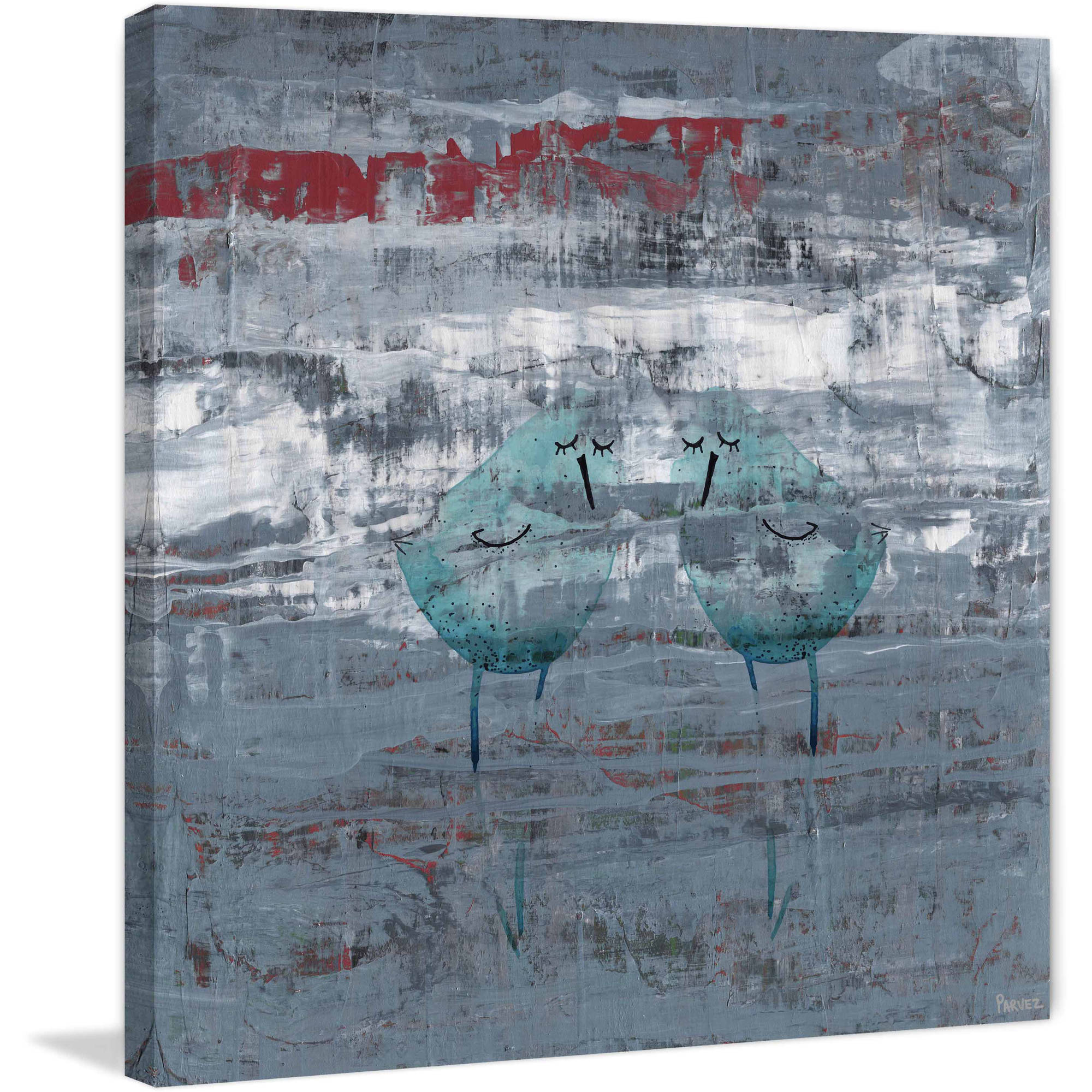 "Two Blue Birds" Painting Print on Wrapped Canvas