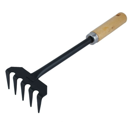 Black Bent Head Wooden Handle Garden Weeding Rake - Walmart.ca