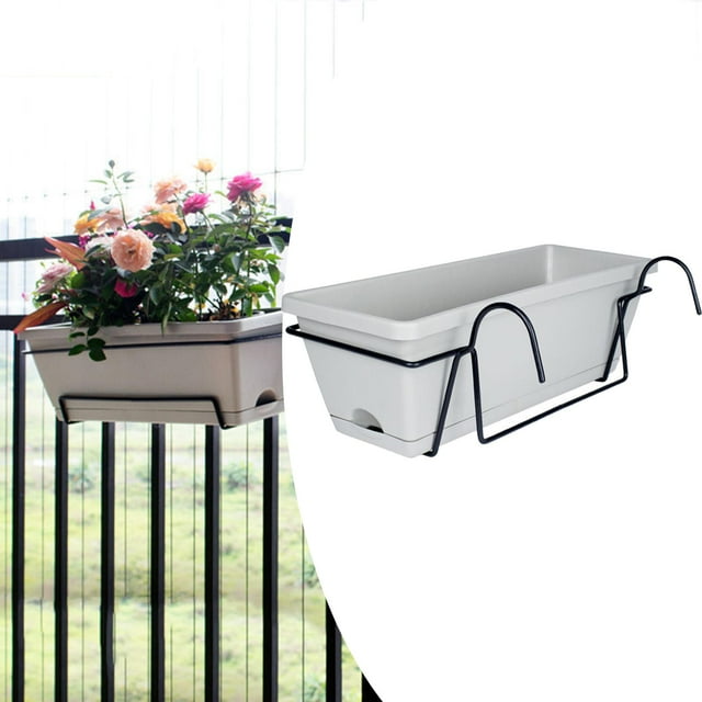 Jardinera de caja de ventana, maceta colgante, jarrón, maceta de verduras, maceta de balcón para gris claro Cola Maceta de balcón