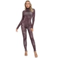 thumbnail image 2 of Alvivi Women's Long Sleeve Full Unitard Workout Gymnastics Bodysuit Athletic Dance Jumpsuit Leopard M, 2 of 7
