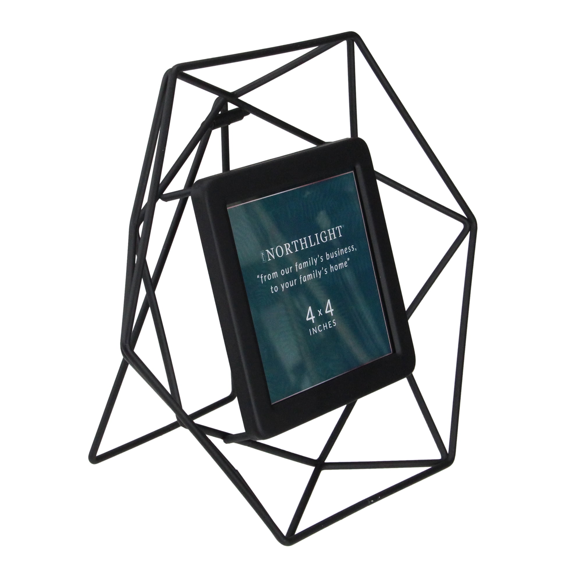 Northlight Hexagonal Metal Picture Frame with Easel Stand - for 4" x 4" Photo - 8" - Black