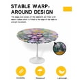 thumbnail image 2 of nqOlkjepod Teal Spring Floral Round Tablecloth, Fitted Table Cover with Elastic for 36"-44" Round Tables, Modern Oil Painted Daisy Botanical Table Cloth Outdoor Dinning Party Waterproof Tablecloths, 2 of 6