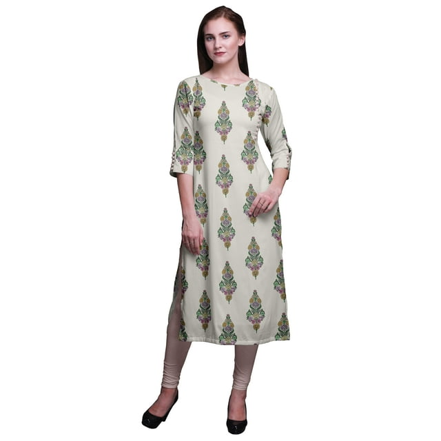 Bimba Kurti Imprimée à Manches 3/4 Tenue d'Été Kurta Tunique Droite pour Femmes