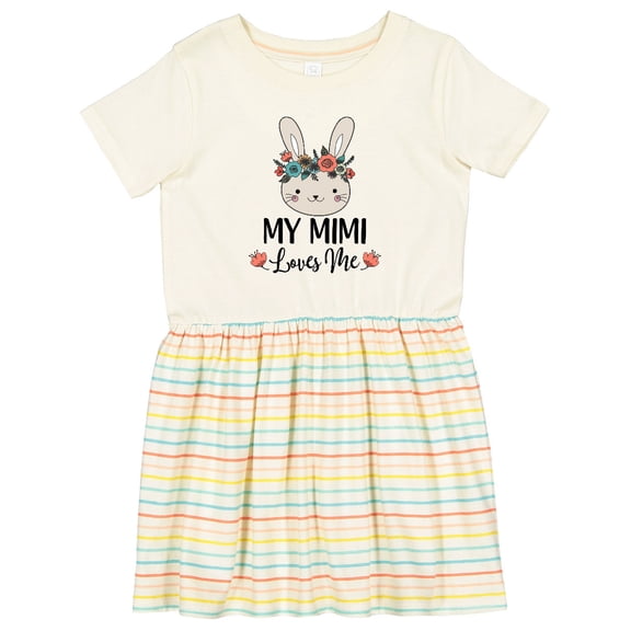 Inktastic My Mimi Loves Me Granddaughter Bunny Girls Toddler Dress