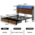 thumbnail image 7 of NHIXSOM Farmhouse Queen Bed Frame with LED Headboard, Charging Station and Storage Drawers, Farmhouse Style, Easy Assembly, Brown, 7 of 7