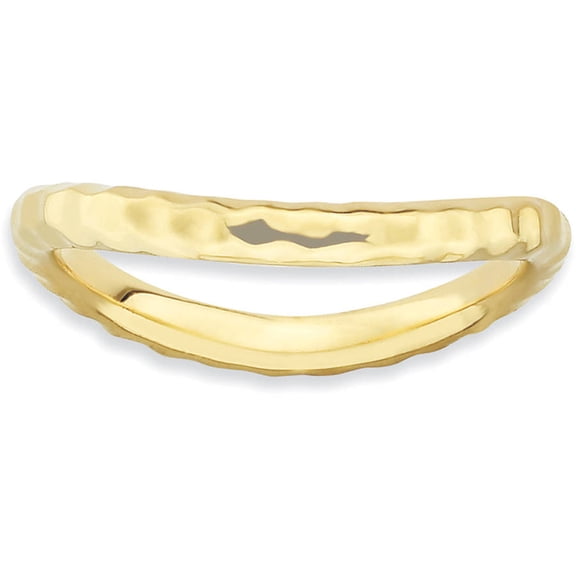 Sterling Silver Polished Gold-Plate Wave Ring