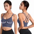 thumbnail image 4 of WTXUE Women Bras | Sports Womens Back Sport Bras Padded Strappy Cropped Bras for Yoga Workout Fitness Low Impact Bras | 1 Piece Blue 3XL, 4 of 5