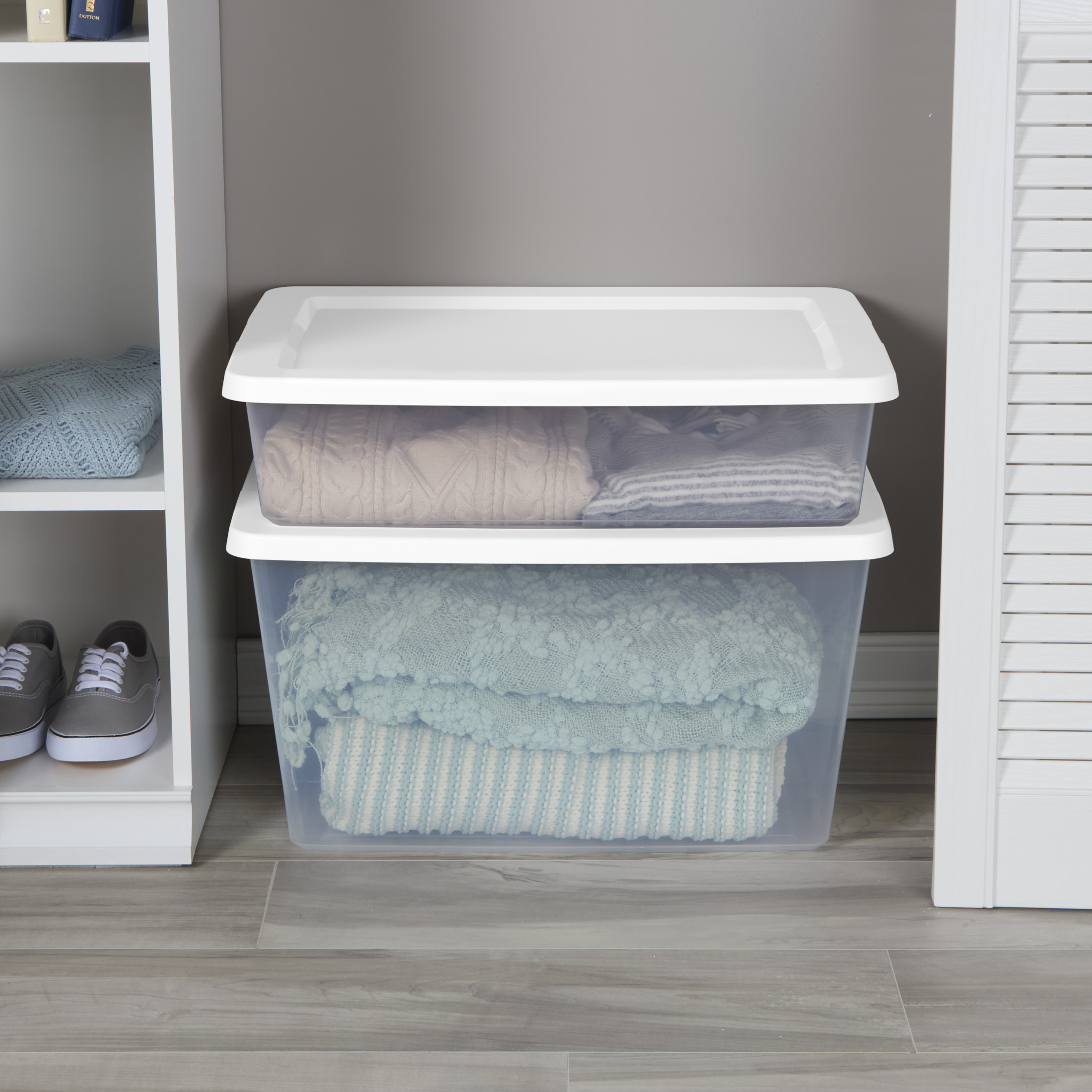 Sterilite 58 Qt Clear Storage Bins with Lids, 8-Pack White photo 5