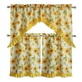 3 Piece Kitchen Curtain Swag Set, Window Treatment Sunflower Printed
