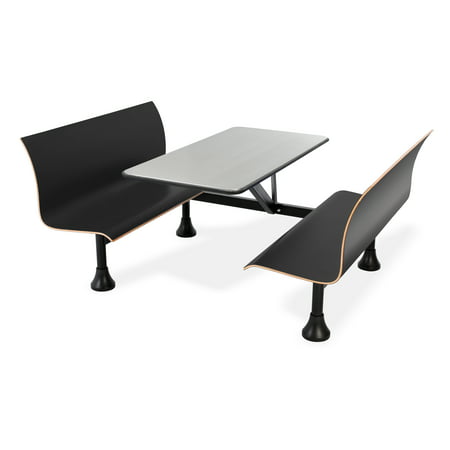 Group seating furniture Retro 30 In x 48 In Plywood Laminate Bench Wall Frame with Stainless Steel Black Table