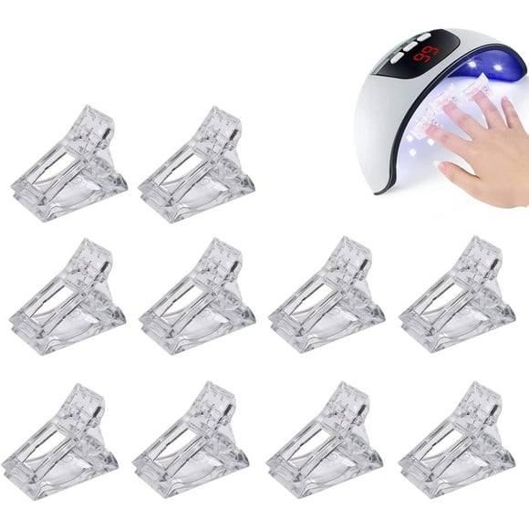 10Pcs Clear Nail Tips Clip for Polygel Acrylic Nails, Quick Building Poly Gel Nail Extension UV LED Builder for DIY Manicure Nail Art and Polygel Nail Kit False Nail Tips and Nail Art Tools
