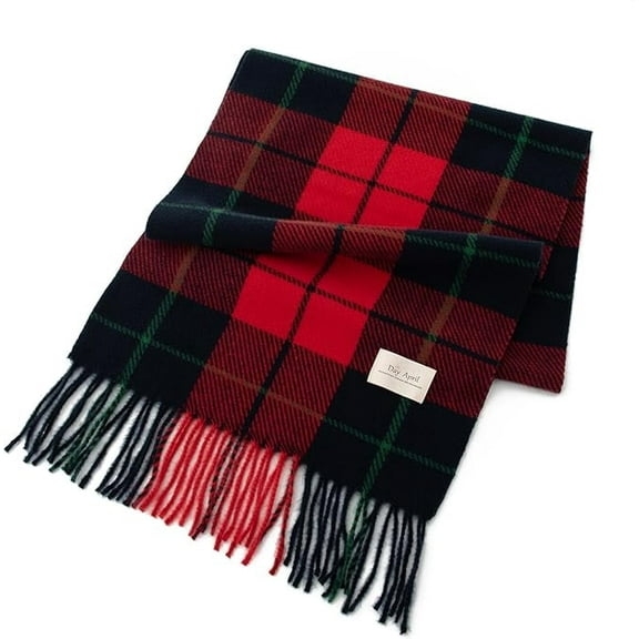 Women's Scarf Christmas Red Plaid Scarves Wrap Winter Hundred Women's Premium Feeling Wrap Shawl (Navy Red plaid)