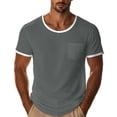 thumbnail image 3 of Pafei Tyugd Pocket Tee Shirts for Men Big And Tall Short Sleeve Shirts Lightweight Breathable Casual Crewneck Summer Basic Tees Gray M, 3 of 8