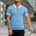 thumbnail image 2 of Sngxgn Men's Print Short Sleeve Cotton Polo T-Shirt(Sky Blue,XXXL), 2 of 5