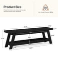 thumbnail image 3 of Finmind 55" Wood Entryway Bench with Shoe Storage, 2-Tier Narrow Hallway Shoe Seating Bench for Entryway, Bedroom, Mudroom, Black, 3 of 10