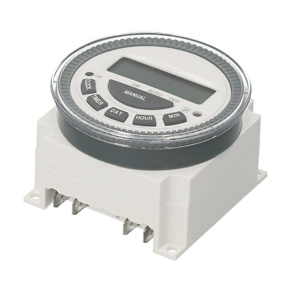 Weekly Programmable Digital Timer Switch with Dust Cover Panel Mounted Electrical Timer 16 Independent ON/ OFF Programs for Home Office Lights Fans TV Kitchen Appliances (DC12V)