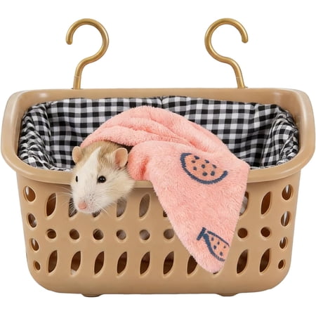 Rat Hammock for Cage, Chew Proof Hanging Basket Bed with Sturdy Hooks, Pet Cage Accessories, Safe Cozy Small Animal Rodent Hammock for Sugar Glider Mice Snuggling Sleeping