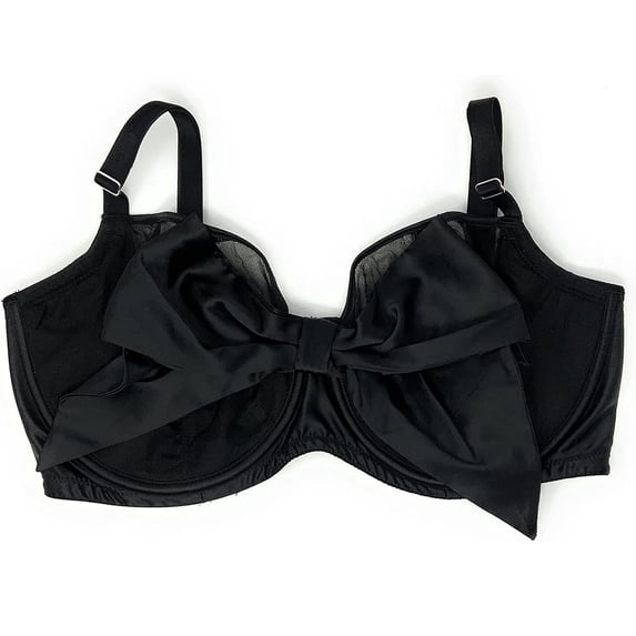 Victoria's Secret Dream Angels Push-Up Without Padding Bra Black Mesh Satin Bow 36D NWT