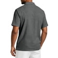 thumbnail image 5 of Fabrcox Men Polo Shirts Short Sleeve Collared Henley Men's Linen Shirts Breathable Relaxed Fit Outdoor Travel Athletic Mens Golf Shirt Gray M, 5 of 8