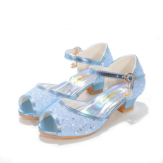 YUNICUS Girls Sandals Glittler Dress Shoes Princess Crystal High Heels for Kid Toddler