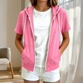 thumbnail image 3 of HAOTAGS Girls Hooded Sweatshirt Jacket Loose Short Sleeve Zipper Hoodie Pink Size 9, 3 of 5
