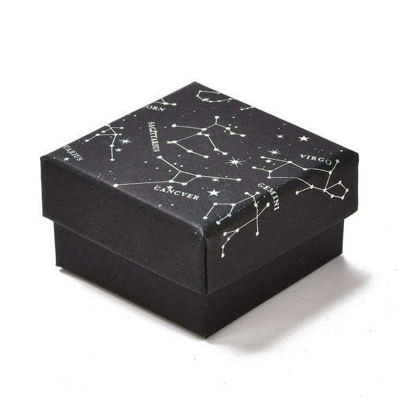 18pcs Cardboard Jewelry Packaging boxes with Sponge Inside for Rings Small Watches Necklaces Earrings Bracelet Constellation Pattern 5.3x5.3x3.1cm