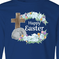 thumbnail image 4 of Inktastic Happy Easter with Cross and Flowers Long Sleeve Youth T-Shirt, 4 of 5
