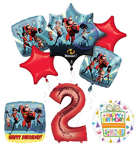 Incredibles 2 Party Supplies 2nd Birthday Balloon Bouquet