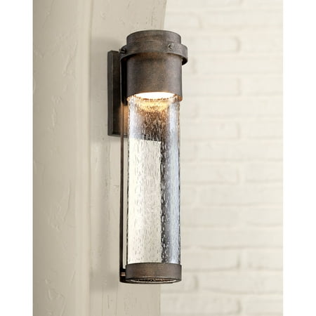 Clear Flat Bronze Wall (Possini Euro Design Modern Outdoor Wall Light Fixture LED Painted Bronze 16 1/4