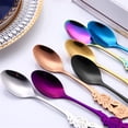 thumbnail image 3 of pdqouc Stainless Steel Flower Spoon Coffee Tea Spork Flatware Dessert Tool Mini Tea Coffee Ice cream Dessert Scoop Spoon Mini Tableware Ice Cream Decorative Spoons for Cafe Kitchen Dining Bar, 3 of 6