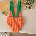thumbnail image 4 of eczipvz Newborn Baby Girl Boy My First Christmas Outfit Corduroy Bubble Romper Overalls Letter Santa Hat Embroidery Sleeveless Jumpsuit Suspender Overall Orange,6-12 Months, 4 of 7
