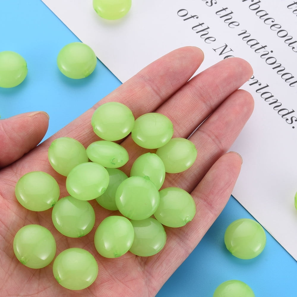 Imitation Jelly Acrylic Beads Flat Round Light Green 17x9.5mm Hole: 2mm 316pcs/500g