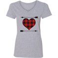thumbnail image 3 of Inktastic Buffalo Plaid Valentines Day Heart Women's V-Neck T-Shirt, 3 of 5