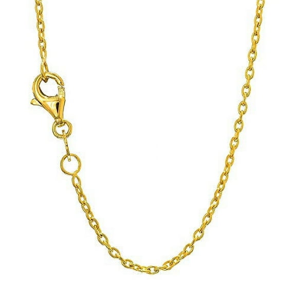 JewelStop 14k Solid Yellow Gold 1.5 mm Round Cable Chain Necklace, Lobster Claw Clasp-18 Inches, 2.6gr.