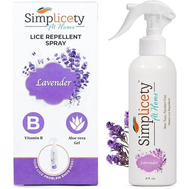 Simplicety® Lavender Lice 8oz Spray – Natural, Non-Toxic Head Lice Treatment for Kids & Adults(Lavender)