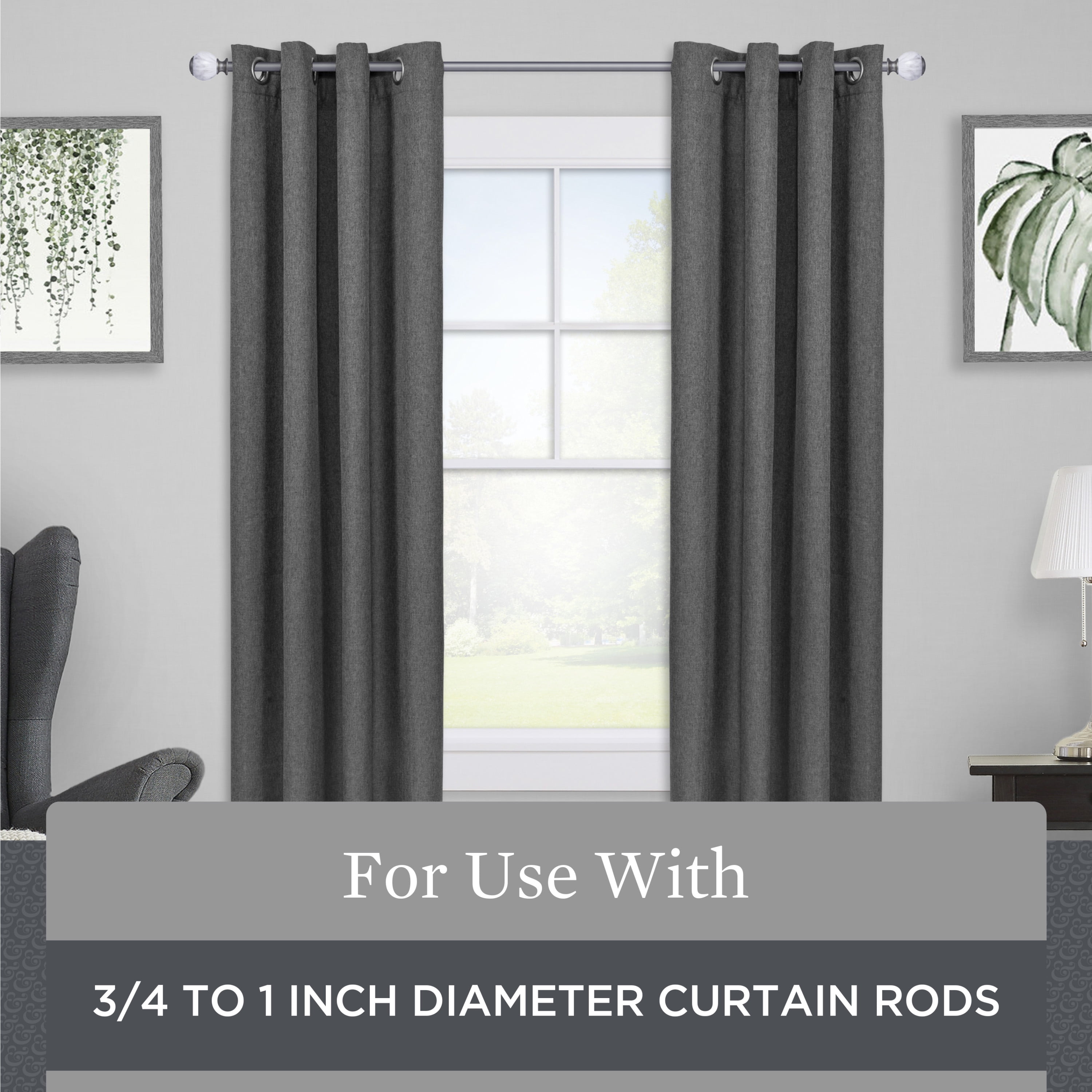 Better Homes & Gardens Metal Adjustable Curtain Rod Brackets in Pewter Gray, 3/4 to 1 Inch Diameter