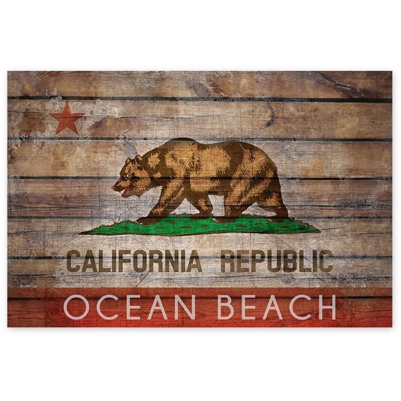 Awkward Styles Ocean Beach Digital Printed Art Unframed Poster Cali Bear Flag USA Lovers Gifts American Decor Modern Artwork Printed Pictures California Flag Poster Wall Art Decor for Home