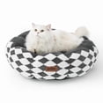 thumbnail image 2 of Camas grandes para gatos de interior, camas tipo donut para perros pequeños, cama redonda de felpa para cachorros y gatitos, base antideslizante, gris, 2 of 7