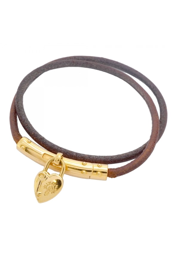 Pre-Owned Hermes Herms Viviride Fantasy Heart Bracelet Choker, GP Plated Leather,... (Good)