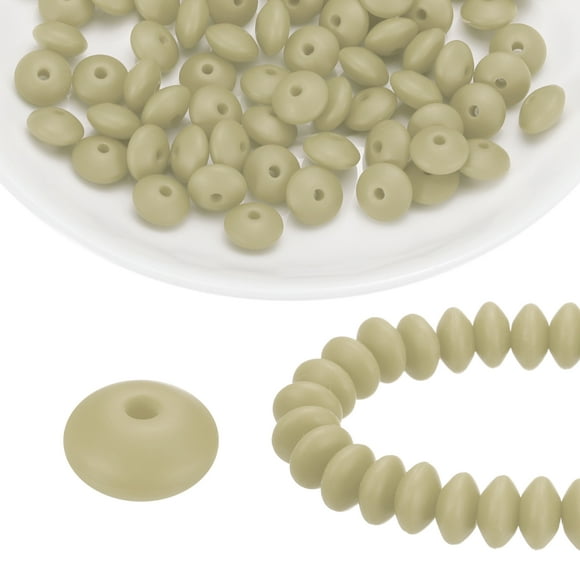 100 Pcs Perles en Silicone 12mm Perles Focales en Caoutchouc pour Stylos Porte-Clés Bracelet Collier Bricolage, Jaune Fumé