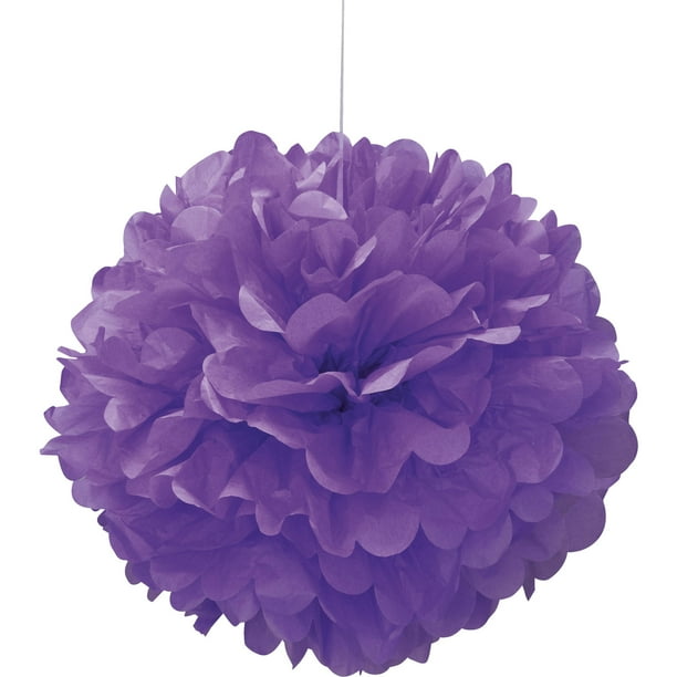 Tissue Paper Pom Pom, Neon Purple,16 in, 1ct