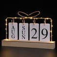 thumbnail image 2 of Vintage Wooden Desk Perpetual Calendar Planner Week Date Display Calendar Office Desktop Decoration, 2 of 7