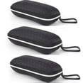 thumbnail image 1 of Unisex Striped Plastic Eyeglass Case With Lanyard Zipper Cover Protector Portable Sunglasses Box, 1 of 6