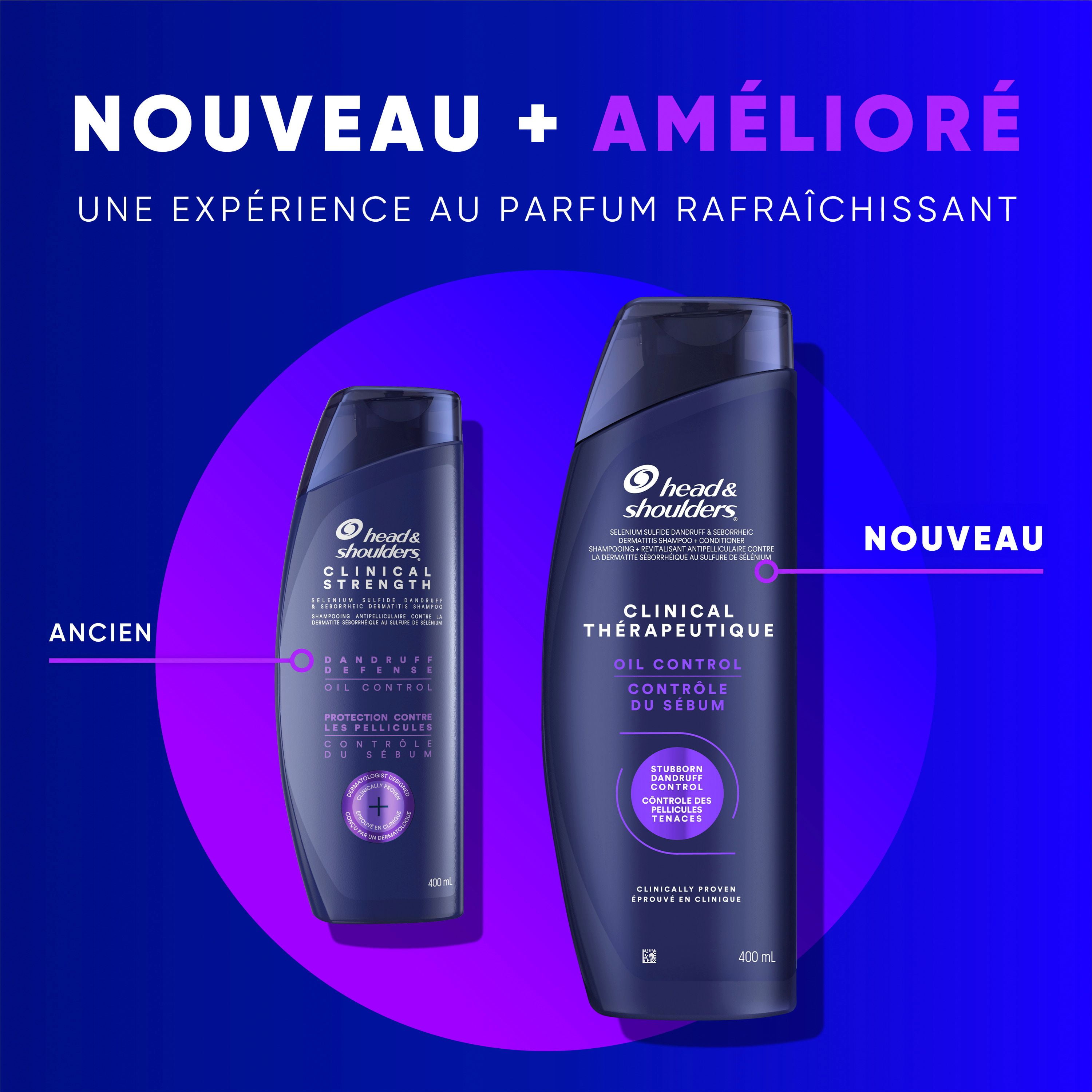 Head & Shoulders Défense Clinique contre les Pellicules + Shampooing Avancé de Contrôle du Sébum 400 ml